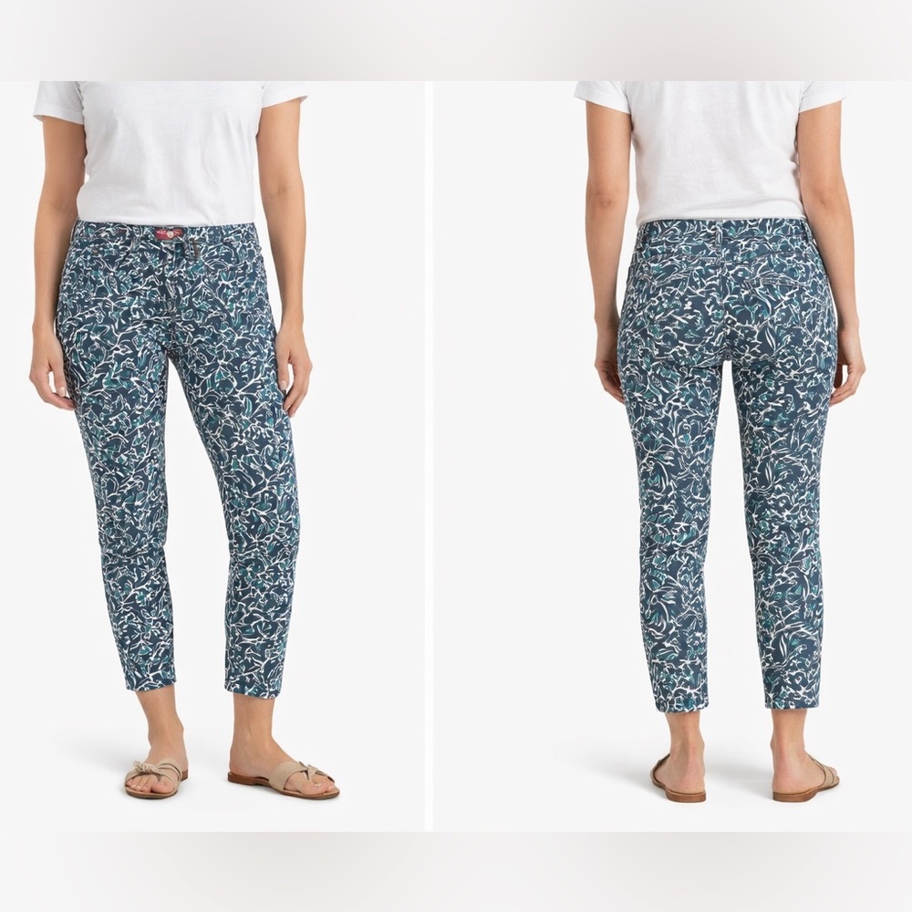 Lucky Brand Charlie Capri Floral Jeans Size 26 Blue Green Print